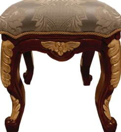 Pompöös by Casa Padrino Luxus Barock Sitzhocker Hellblau Muster / Braun / Gold - Pompööser Barock Hocker designed by Harald Glööckler - Pompööse Barock Möbel