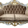 Pompöös by Casa Padrino Luxus Barock 2er Sofa Gold Bouquet Muster / Weiß / Gold - Pompööses Barock Sofa designed by Harald Glööckler