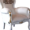 Pompöös by Casa Padrino Luxus Barock Sessel Bergere Weiß / Gold mit Glitzersteinen besetzt - Pompööser Barock Sessel designed by Harald Glööckler