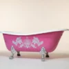 Pompöös by Casa Padrino Luxus Badewanne freistehend von Harald Glööckler Pink / Silber / Weiß 1695mm mit silberfarbenen Löwenfüssen -AUSSTELLUNGSTÜCK-