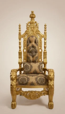 Pompöös by Casa Padrino Luxus Barock Thron Sessel Krone Gold / Grau / Gold - designed by Harald Glööckler