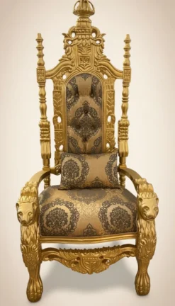 Pompöös by Casa Padrino Luxus Barock Thron Sessel Krone Gold / Grau / Gold - designed by Harald Glööckler