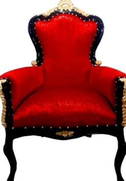 Pompöös by Casa Padrino Luxus Barock Sessel Bergere Rot Muster / Gold - Pompööser Barock Sessel von Harald Glööckler