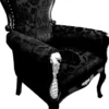 Pompöös by Casa Padrino Luxus Barock Sessel Bergere Schwarz Muster / Silber - Pompööser Barock Sessel designed by Harald Glööckler