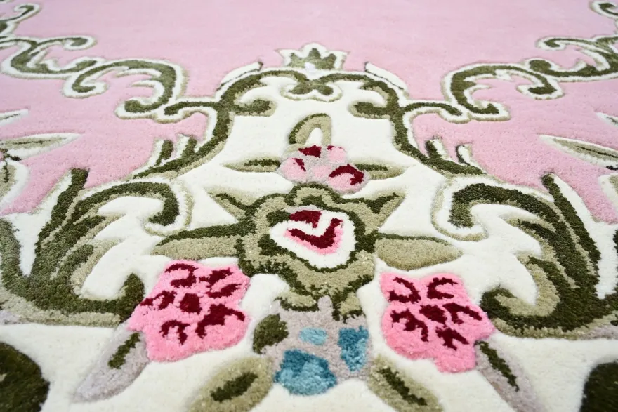 Pompöös by Casa Padrino Luxus Barock Teppich Krone von Harald Glööckler Rosa - Verschiedene Größen