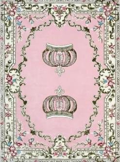 Pompöös by Casa Padrino Luxus Barock Teppich Krone von Harald Glööckler Rosa - Verschiedene Größen