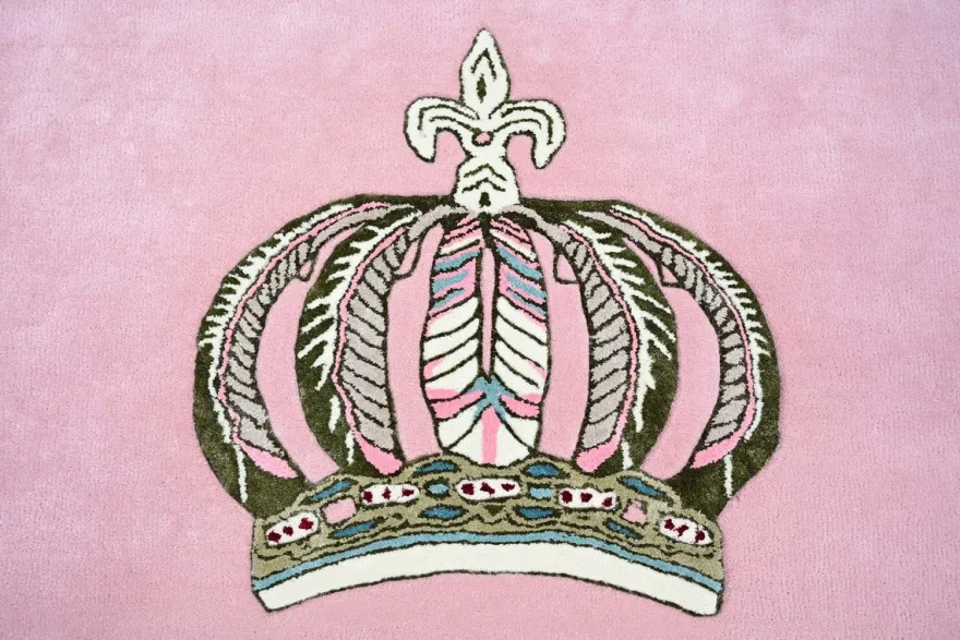 Pompöös by Casa Padrino Luxus Barock Teppich Krone von Harald Glööckler Rosa - Verschiedene Größen