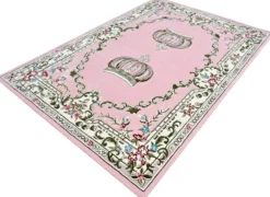 Pompöös by Casa Padrino Luxus Barock Teppich Krone von Harald Glööckler Rosa - Verschiedene Größen