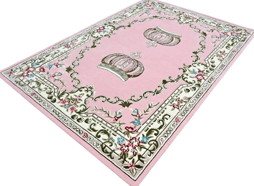 Pompöös by Casa Padrino Luxus Barock Teppich Krone von Harald Glööckler Rosa - Verschiedene Größen
