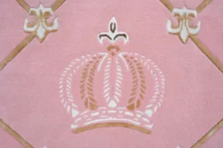 Pompöös by Casa Padrino Luxus Barock Teppich Krone von Harald Glööckler Rosa / Weiß / Braun 200 x 300 cm