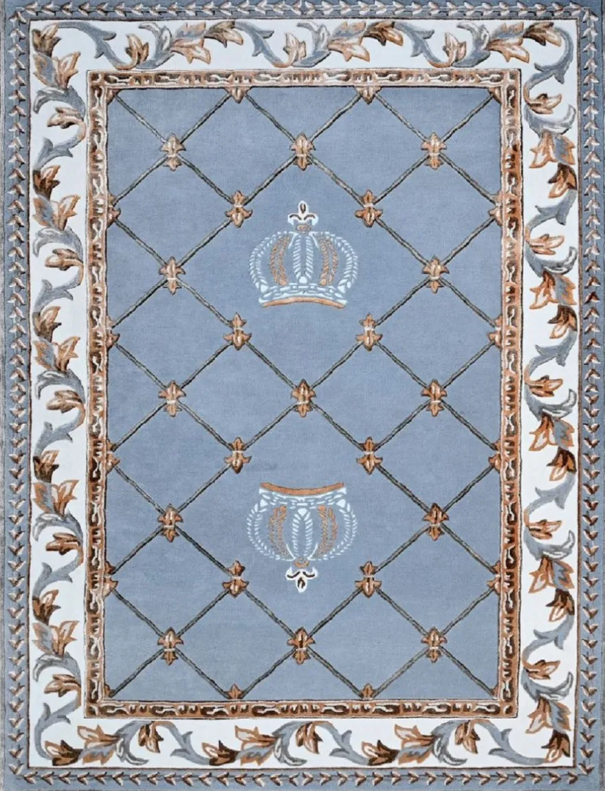Pompöös by Casa Padrino Luxus Barock Teppich Krone von Harald Glööckler Blau 200 x 300 cm