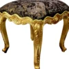Pompöös by Casa Padrino Luxus Barock Sitzhocker Eckig Grau / Schwarz Muster / Gold - Pompööser Barock Hocker designed by Harald Glööckler