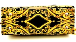 Pompöös by Casa Padrino Luxus Damen Handtasche Krone und Strass Steine Schwarz / Gold 25 x H. 20 cm - designed by Harald Glööckler