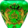 Pompöös by Casa Padrino Luxus Pokal Vase mit 24 Karat Vergoldung Grün / Gold Ø 14 x H. 30,5 cm - Pompööse Blumenvase designed by Harald Glööckler