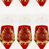 Pompöös by Casa Padrino Luxus Rotweinglas Set Rot / Gold Ø 8,7 x H. 20,3 cm - Weingläser mit 24 Karat Vergoldung - Pompööse Weingläser designed by Harald Glööckler