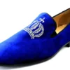 Pompöös by Casa Padrino Luxus Samt Slipper Krone Royalblau / Gold - Verschiedene Schuhgrößen - designed by Harald Glööckler