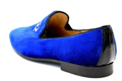 Pompöös by Casa Padrino Luxus Samt Slipper Krone Royalblau / Gold - Verschiedene Schuhgrößen - designed by Harald Glööckler