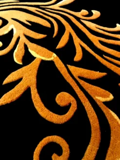 Pompöös by Casa Padrino Luxus Teppich von Harald Glööckler 160 x 230 cm Krone Schwarz / Gold - Barock Design Teppich - Handgewebt aus Wolle