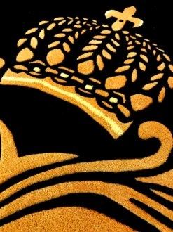 Pompöös by Casa Padrino Luxus Teppich von Harald Glööckler 160 x 230 cm Krone Schwarz / Gold - Barock Design Teppich - Handgewebt aus Wolle