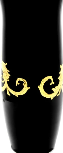 Pompöös by Casa Padrino Luxus Vase mit 24 Karat Vergoldung Schwarz / Gold Ø 12,3 x H. 30 cm - Pompööse Blumenvase designed by Harald Glööckler