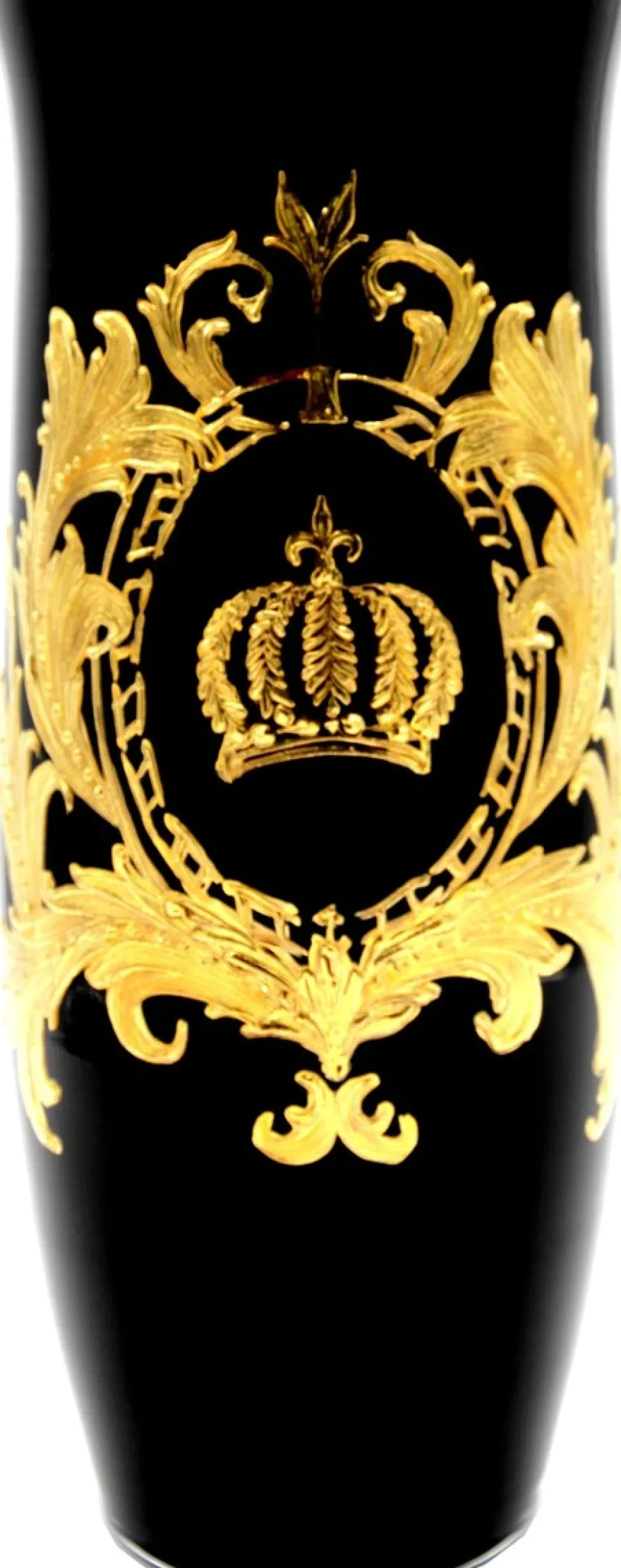 Pompöös by Casa Padrino Luxus Vase mit 24 Karat Vergoldung Schwarz / Gold Ø 12,3 x H. 30 cm - Pompööse Blumenvase designed by Harald Glööckler