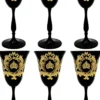 Pompöös by Casa Padrino Luxus Weißweinglas Set Schwarz / Gold Ø 8,7 x H. 20,3 cm - Weißweingläser mit 24 Karat Vergoldung - Pompööse Weingläser designed by Harald Glööckler