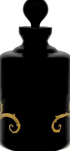 Pompöös by Casa Padrino Luxus Whisky Karaffe mit 24 Karat Vergoldung Schwarz / Gold Ø 12,5 x H. 25 cm - Pompööse Glas Karaffe designed by Harald Glööckler