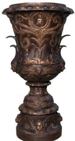 Riesiger Barock Bronze Blumenkübel Pflanzenkübel Jugendstil H 112 x 61 x 61 cm - Luxus Wohndeko