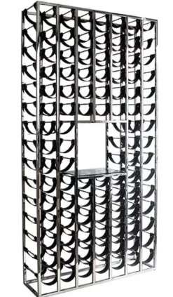 Riesiges Casa Padrino Luxus Weinflaschen Regal Silber / Schwarz 114 x 32 x H. 220 cm - Weinregal