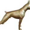 Riesige XXL Boxer Skulptur Gold 190 x H. 173 cm - Wetterbeständige Deko Gartenskulptur - Gartendeko Tierfigur Hunde Skulptur Hund