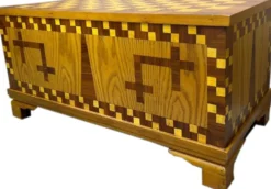 Truhen Kommode 40er Jahre Museumsnachbau Replikat 102 x 52 x H 50 cm - Braun Intarsien Antik Stil Möbel Berlin Truhe Art Deco