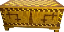 Truhen Kommode 40er Jahre Museumsnachbau Replikat 102 x 52 x H 50 cm - Braun Intarsien Antik Stil Möbel Berlin Truhe Art Deco