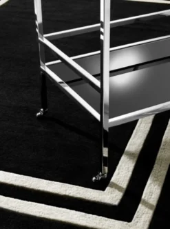 Wunderschöner Luxus Teppich von Casa Padrino aus 100% Neuseeland-Wolle, Schwarz/Weiss Linie, Samtweich - Hochwertige Qualität